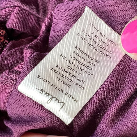 Lulus Sequin Bodysuit Plum Purple Plunging Neckline Size Medium NWT - Picture 8 of 10
